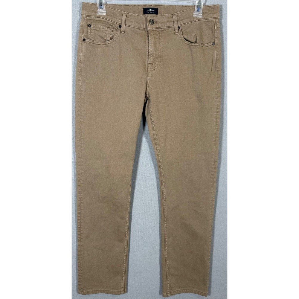 7 For All Mankind Slimmy Jeans Mens 34x29 Khaki Slim Stretch Denim Pants
